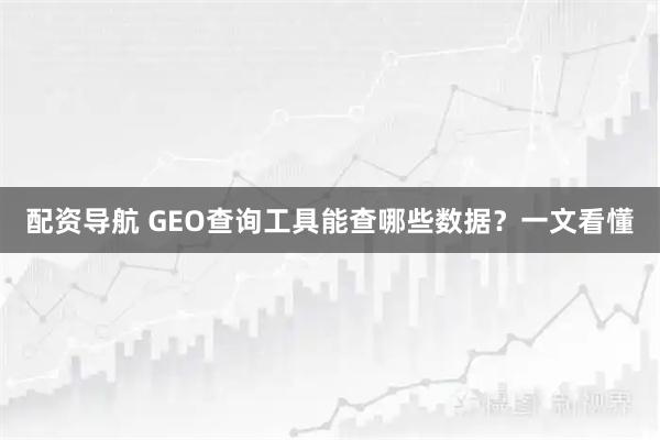 配资导航 GEO查询工具能查哪些数据？一文看懂